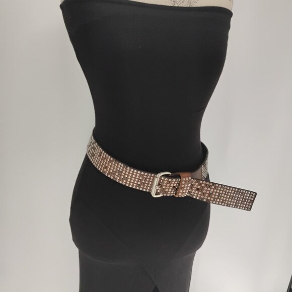 LIEBE SKIND BERLIN LEATHER BELT LK B24 85 CM SIZE M RHINESTONE BEADED - Picture 3 of 10